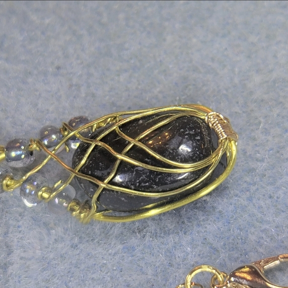 Gold Wire and Black Lotus Bud Tourmaline Stone Necklace - Picture 8 of 8